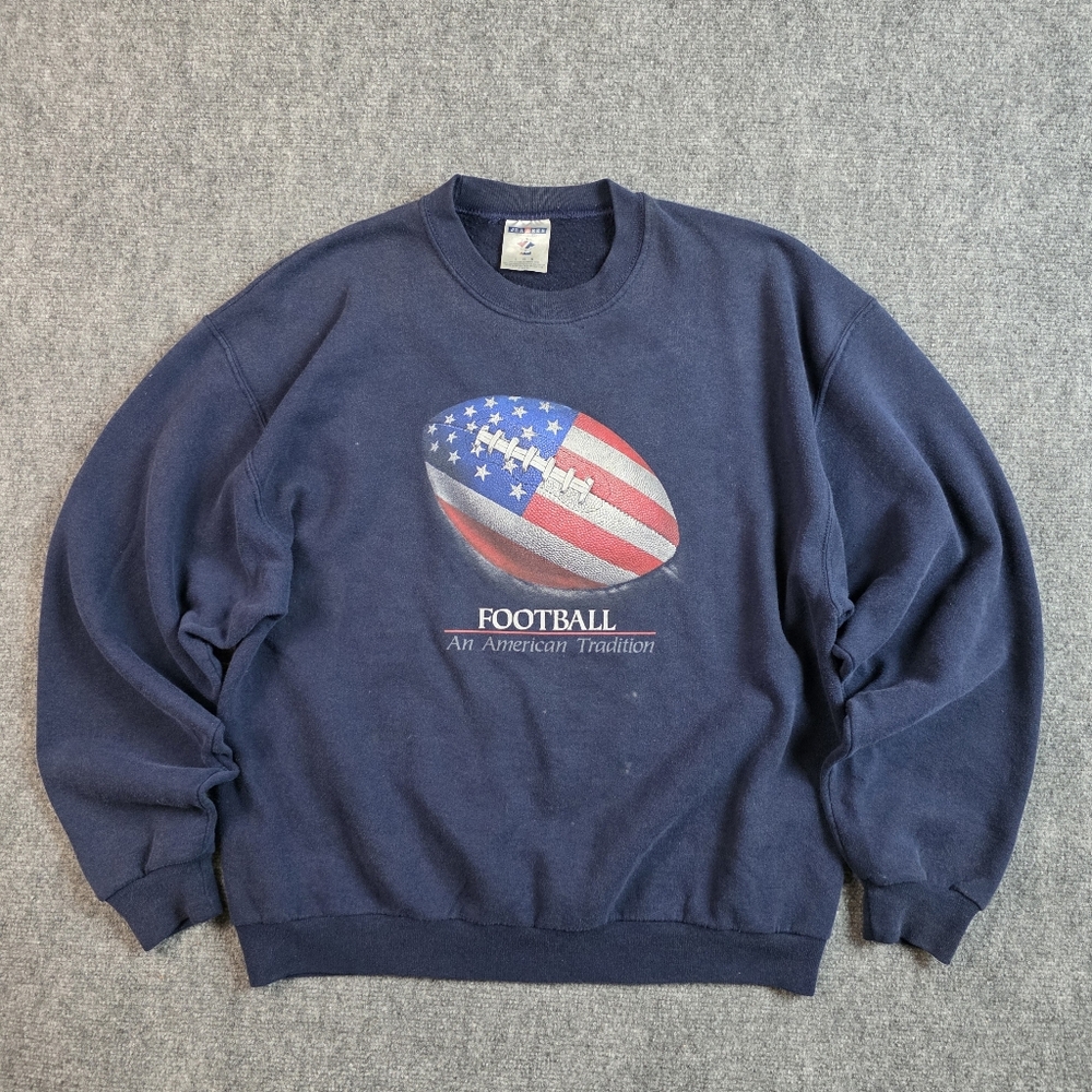 Vintage Jerzees Football American Flag Sweatshirt L
